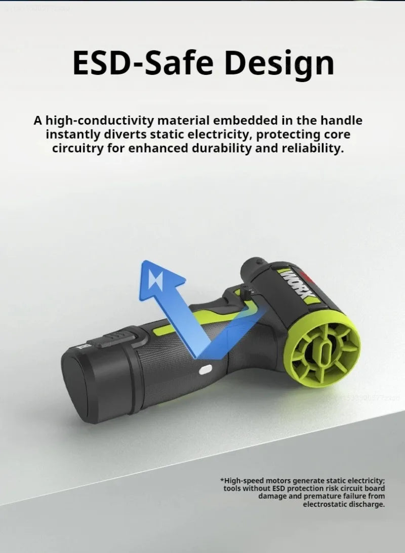 WORX WU094 12V Brushless Cordless Electric Cyclone Duster Blower Turbo Fan Stepless Speed Handheld Jet Fan Dust Blowing Tool