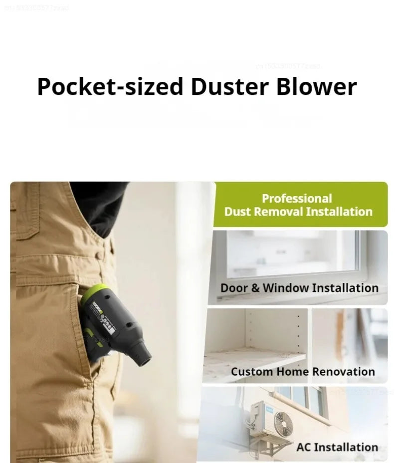 WORX WU094 12V Brushless Cordless Electric Cyclone Duster Blower Turbo Fan Stepless Speed Handheld Jet Fan Dust Blowing Tool
