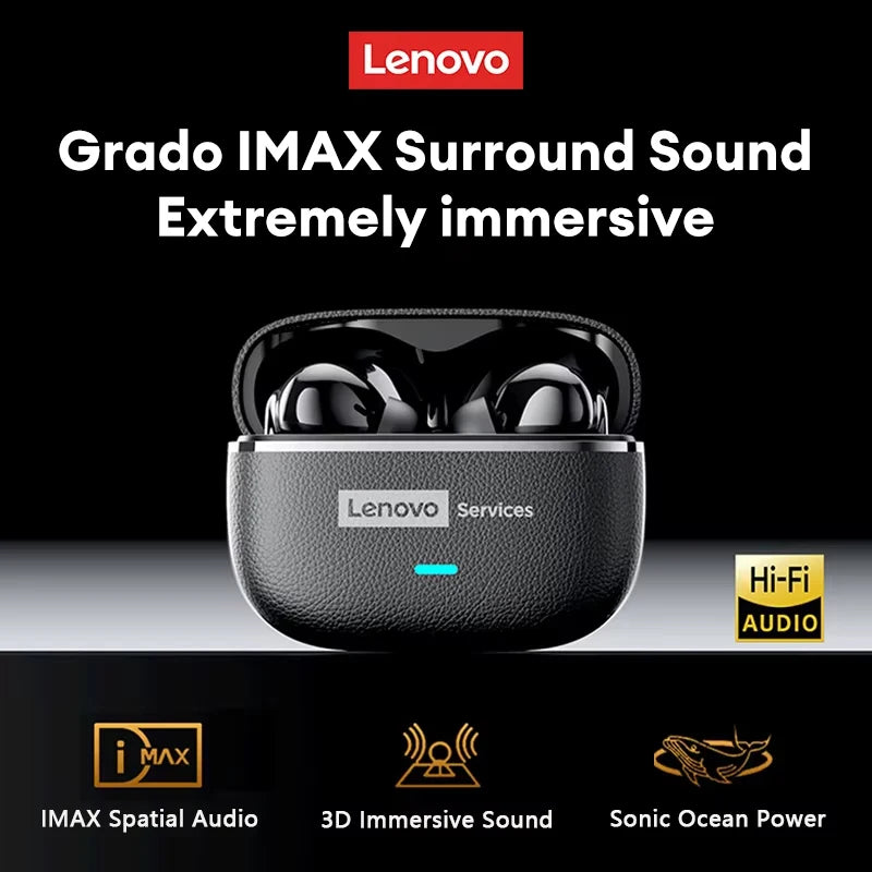 Choice Lenovo LE208 Wireless Bluetooth Leather Earphones Stereo ENC Noise Cancelling Headphone 38ms Low Latency Gaming Headset